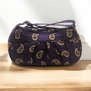 Like New Vera Bradley Purple Tan Paisley Purse Handbag with Adjustable Straps